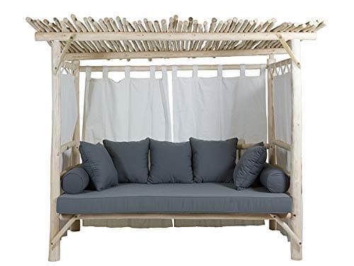 Lit baldaquin d'extérieur en bois style romantique et nature exotique Capri