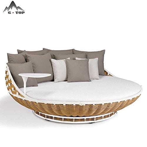 Lit luxe 2 personnes pour intérieur ou extérieur en Rotin,  style exotique
