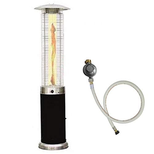 Parasol chauffant au gaz pour terrasse fonction chauffage et éclairage avec flamme vive