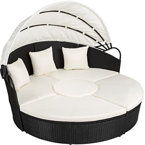 Salon lit de jardin modulable avec ombrelle Tectake