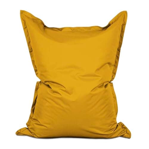 Pouf géant XXL jaune moutarde avec housse lavable