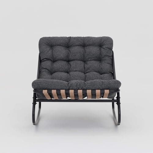 Fauteuil à bascule gris avec coussin pour extérieur