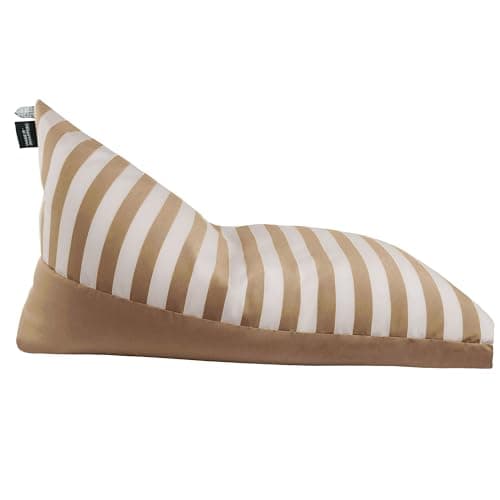 Pouf pyramide XXL rayé beige et blanc extérieur intérieur