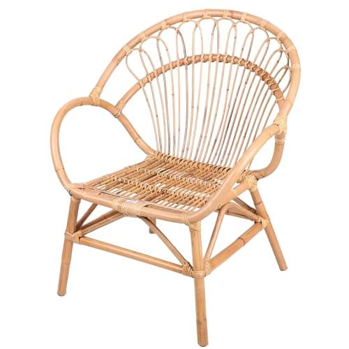 Fauteuil en rotin naturel style bohème avec accoudoirs