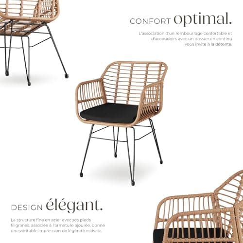 Salon de jardin en poly rotin avec fauteuils et table