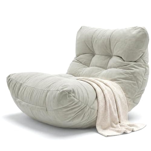 Fauteuil pouf XXL beige moderne pour extérieur avec couverture