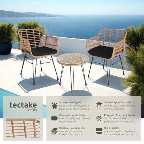 Salon de jardin en poly rotin avec table