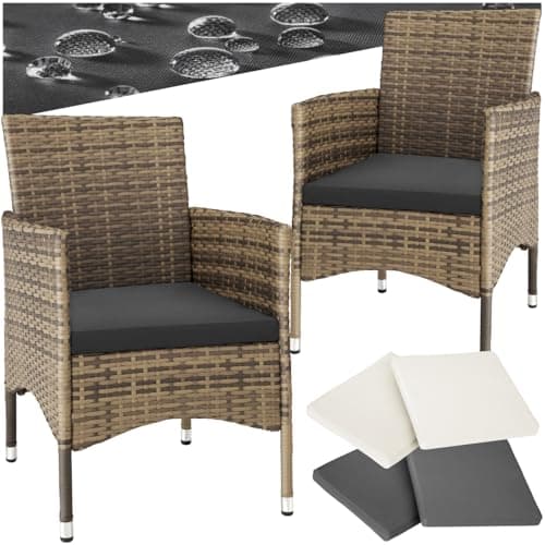 Ensemble 2 fauteuils poly rotin avec coussins amovibles