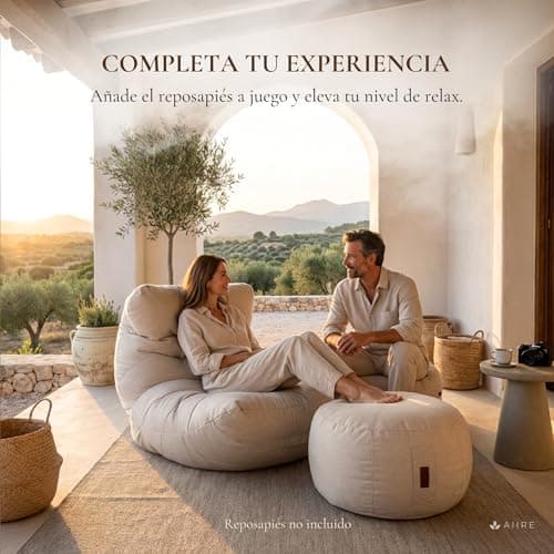 Pouf géant beige extérieur pour jardin et piscine