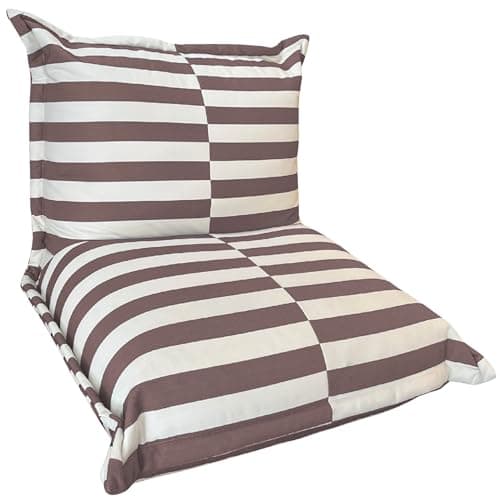 Bananair - Pouf Extérieur Imperméable à Rayures - Confortable, Polyvalent, Anti-UV, Déhoussable - Pouf Géant XXL Design pour Salon de Jardin Extérieur (85 x 85 x 75 cm, Beige)