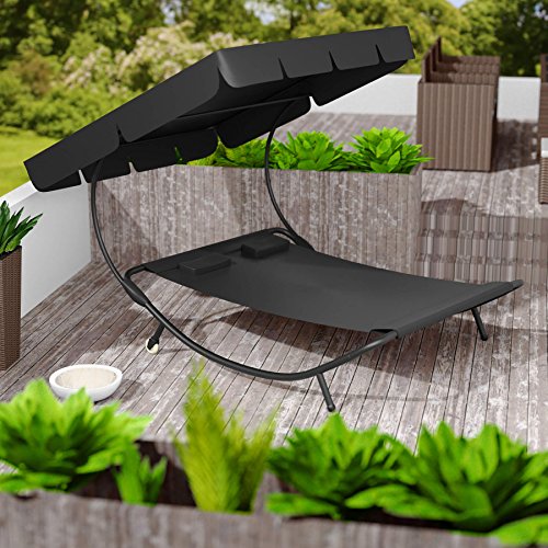 Lit de jardin 2 places, modulable en aluminium tressé Tectake