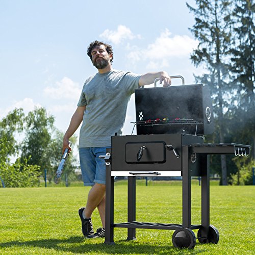 Barbecue au charbon de bois avec grill et fumoir pour jardin Tectake