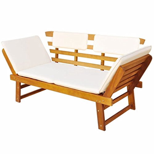 Canapé de jardin modulable en lit transat en bois d'accacia
