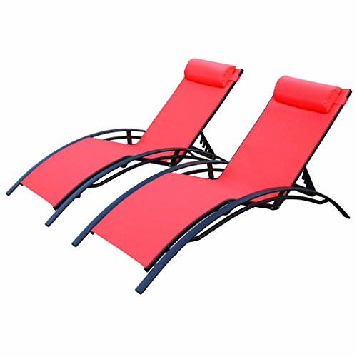 Du de chaises longues pour bain de soleil dans le jardin avec cadre en Aluminium