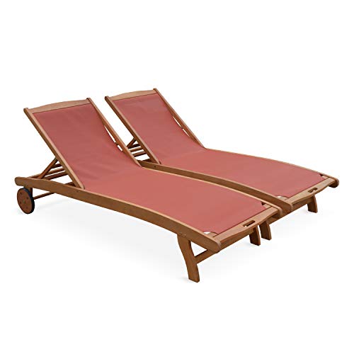 Chaise longue transat, chic et contemporaine, bois,Alice garden, couleur Terra Cotta