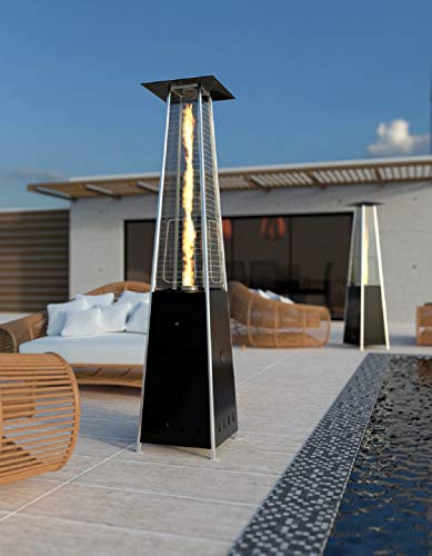 Parasol chauffant pyramidal en acier inoxydable pour terrasse