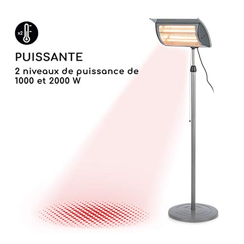 Parasol projecteur chauffant pour terrasse et extérieur