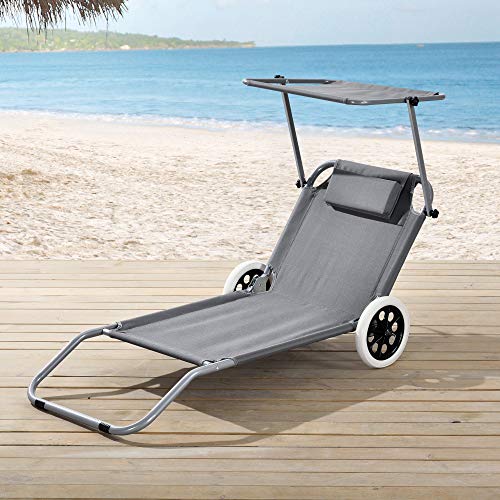 Chaise longue à roulettes pour bain de soleil Casa-pro